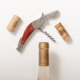 Wooden corkscrew bottle opener