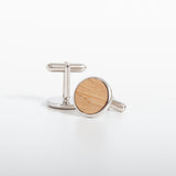 Sterling silver whisky wood cufflinks