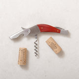 Wooden corkscrew bottle opener