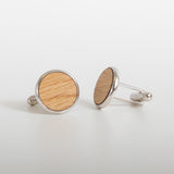 Sterling silver whisky wood cufflinks