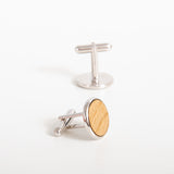 Sterling silver whisky wood cufflinks