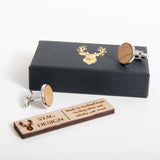 Sterling silver whisky wood cufflinks