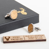 Sterling silver whisky wood cufflinks