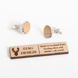 Sterling silver whisky wood cufflinks