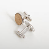 Sterling silver whisky wood cufflinks