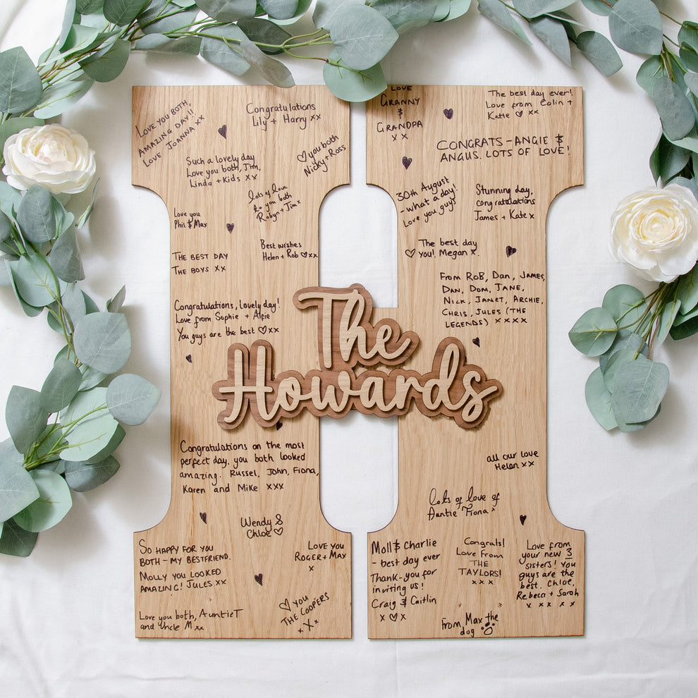 Wooden letter guest book sign – Stag Design