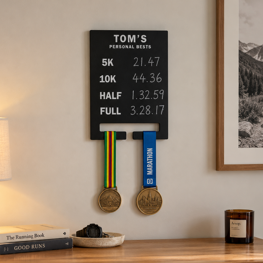 Personalised medal race time chalkboard