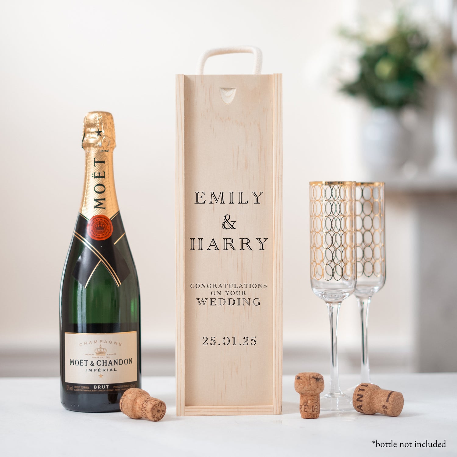 Personalised wedding bottle gift box - Stag Design