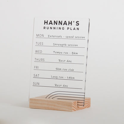 Personalised running plan sign