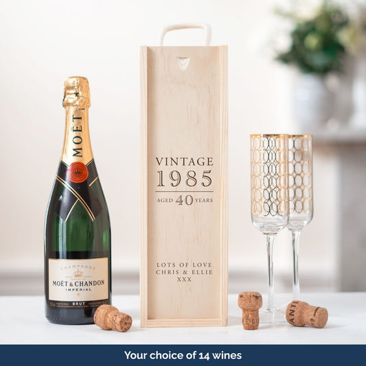 Personalised vintage birthday bottle gift box