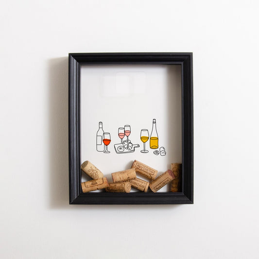 Wine Cork Holder Wine Bottles Frame Drinks Bottle Glasses Outline Prosecco Champagne Cork Collector Memory Box Frame Decor Gift Birthday