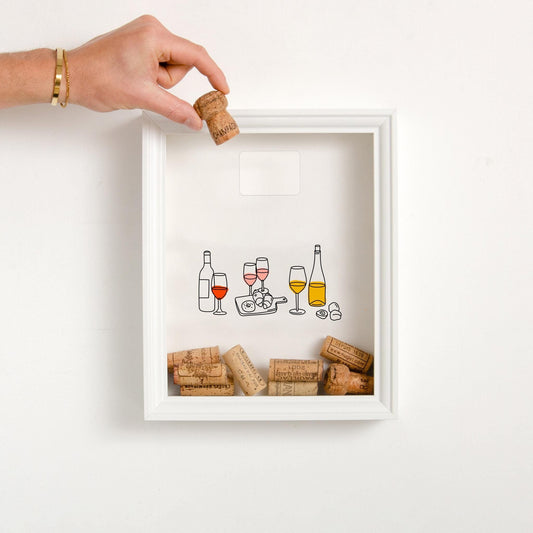 Wine Cork Holder Wine Bottles Frame Drinks Bottle Glasses Outline Prosecco Champagne Cork Collector Memory Box Frame Decor Gift Birthday