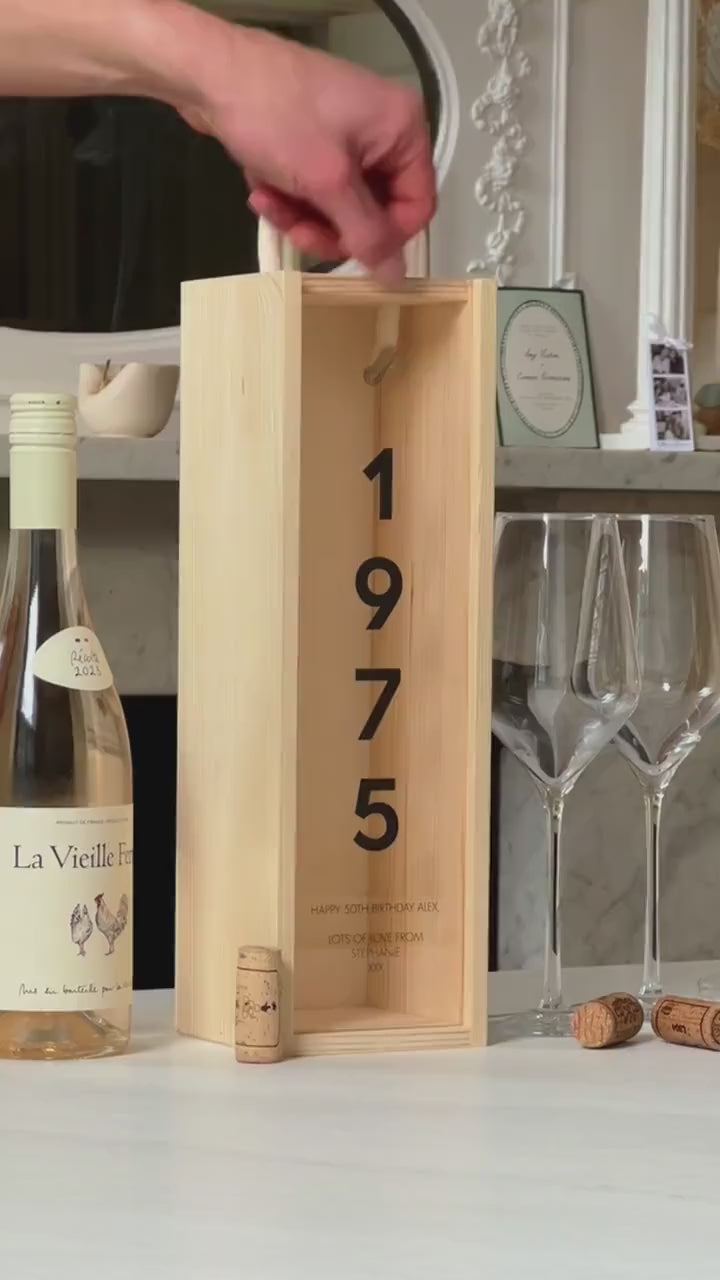 Personalised 50th Birthday Bottle Box | Custom Wooden Wine Box | Milestone Gift for Him & Her | 50th Birthday Keepsake | Champagne gift box