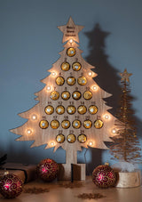 Personalised oak Advent Calendar for chocolates - Stag Design