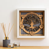 Family Tree with names engraved on hearts - wooden tree design - Stag Design
