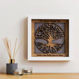 Family Tree with names engraved on outer edge - wooden tree design - Stag Design