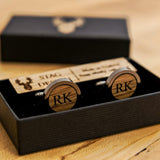 Whisky wood, wine barrel, walnut or leather cufflinks - Stag Design