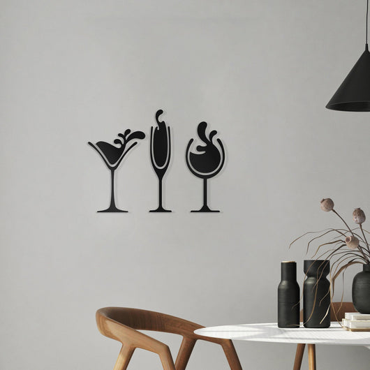 Cocktail Glasses Wall Art - Stag Design