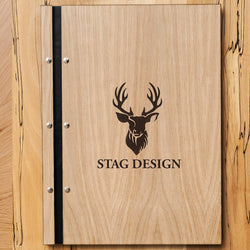 Personalised wooden A3 portrait portfolio book - Stag Design