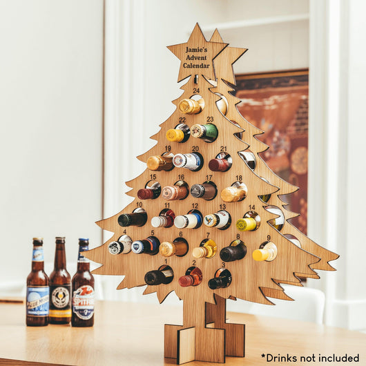 Personalised oak Advent calendar for drinks - Stag Design