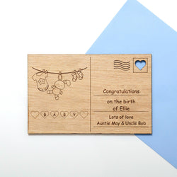 New baby wooden postcard - Stag Design