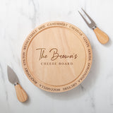 Personalised family cheese board and tools