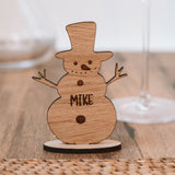 Personalised Christmas snowman table decoration
