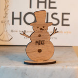 Personalised Christmas snowman table decoration