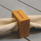 Premium solid oak personalised napkin rings - Stag Design