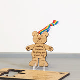 Teddy bear wooden postcard - Stag Design