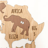 Personalised big five animal Africa map for children - Stag Design