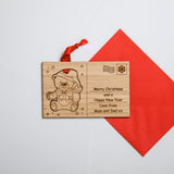 Christmas wooden card with cut out hanging decoration - Stag Design