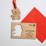 Christmas wooden card with cut out hanging decoration - Stag Design