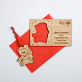 Christmas wooden card with cut out hanging decoration - Stag Design