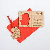 Christmas wooden card with cut out hanging decoration - Stag Design