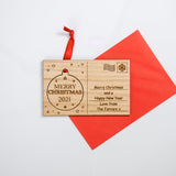 Christmas wooden card with cut out hanging decoration - Stag Design