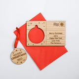 Christmas wooden card with cut out hanging decoration - Stag Design