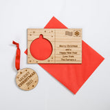 Christmas wooden card with cut out hanging decoration - Stag Design