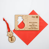 Christmas wooden card with cut out hanging decoration - Stag Design