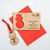 Christmas wooden card with cut out hanging decoration - Stag Design