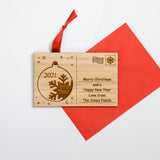 Christmas wooden card with cut out hanging decoration - Stag Design