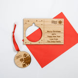Christmas wooden card with cut out hanging decoration - Stag Design