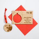 Christmas wooden card with cut out hanging decoration - Stag Design