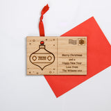 Christmas wooden card with cut out hanging decoration - Stag Design