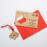 Christmas wooden card with cut out hanging decoration - Stag Design