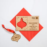 Christmas wooden card with cut out hanging decoration - Stag Design