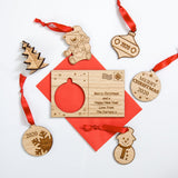 Christmas wooden card with cut out hanging decoration - Stag Design