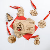 Christmas wooden card with cut out hanging decoration - Stag Design