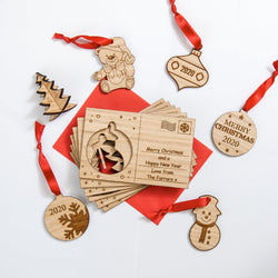 Christmas wooden card with cut out hanging decoration - Stag Design