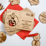 Christmas wooden card with cut out hanging decoration - Stag Design